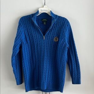 Lauren Ralph Lauren 1/4 Zip Cable Knit Embroidered Sweater